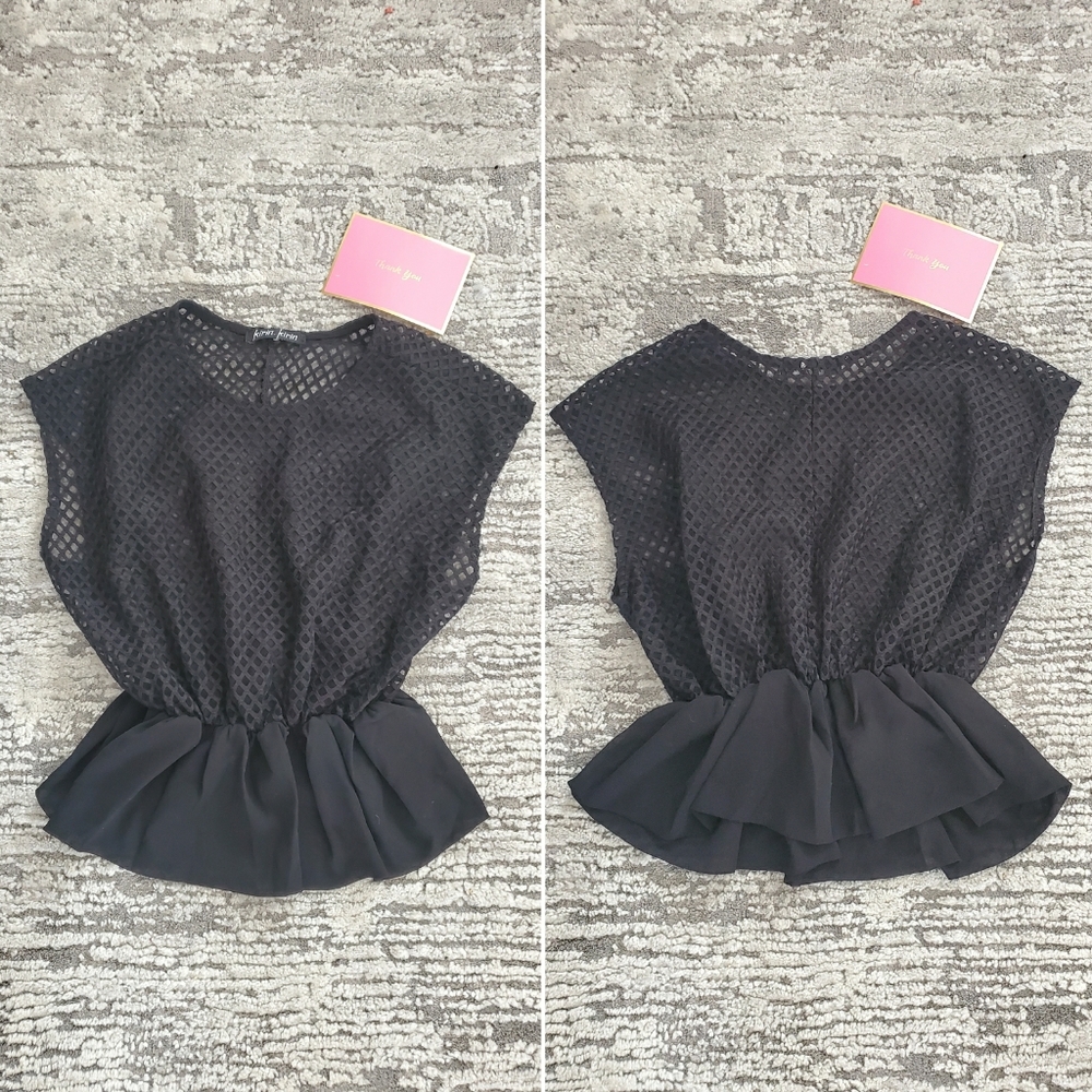 Black top sheer peplum